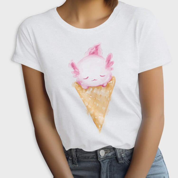 Axolotl Ice Cream Watercolor, Tricou Femei