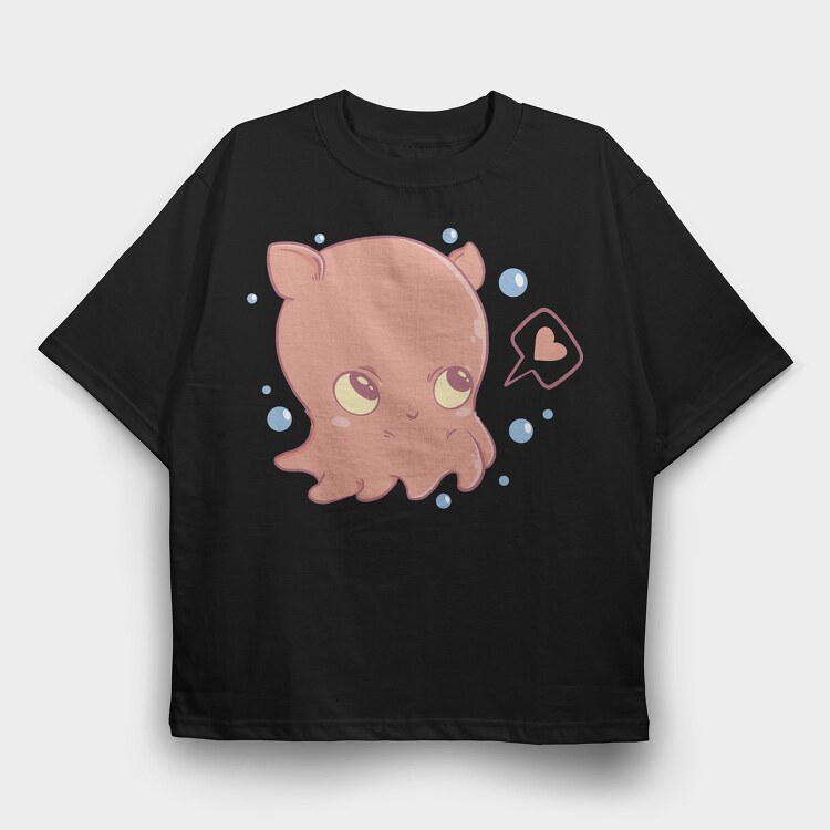 Kawaii Flap Jack Octopus, Tricou Oversize Barbati (Unisex)