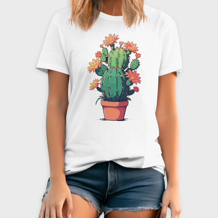 Cactus With Yellow Flowers, Tricou Barbati (Unisex)