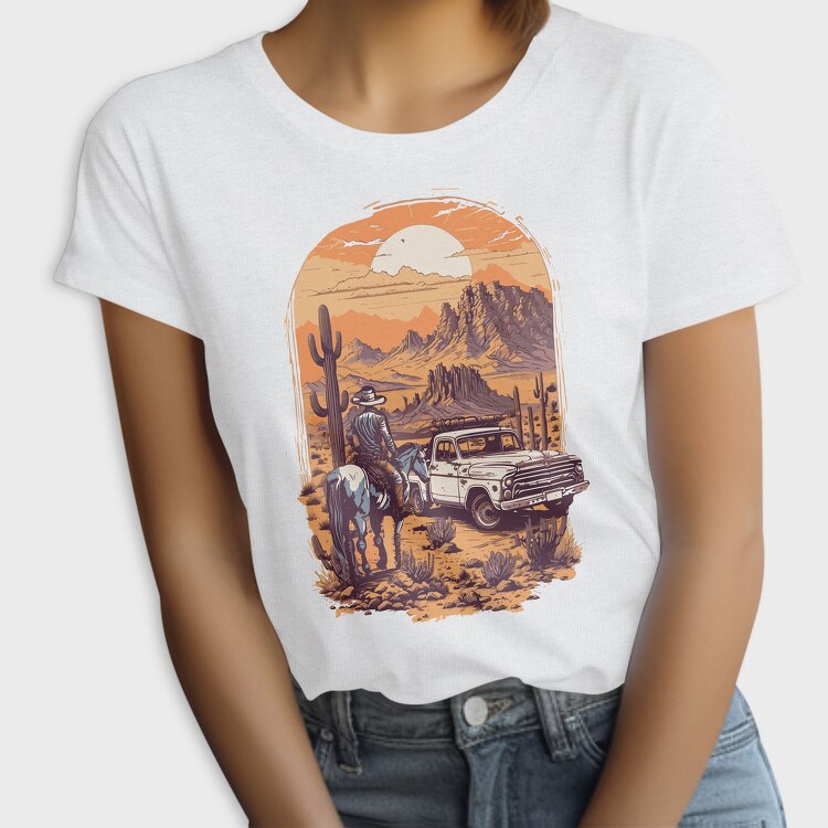 Vintage Cowboy And Truck, Tricou Femei