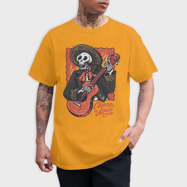 Mariachi Skeleton Cinco De Mayo Vintage, Tricou Barbati (Unisex)