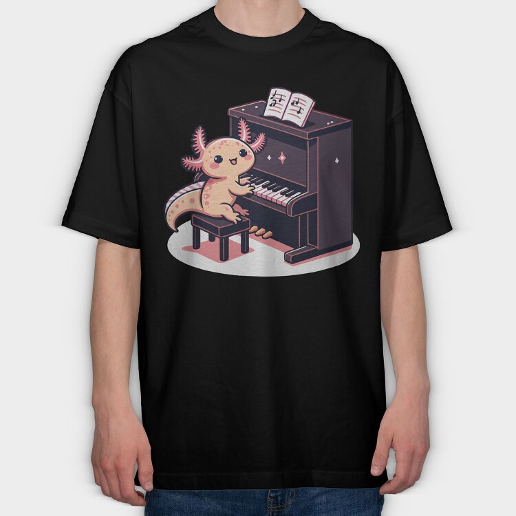 Axolotl Pianist, Tricou Oversize Barbati (Unisex)
