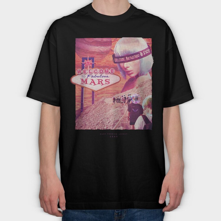 Mars Planet Psychedelic, Tricou Oversize Barbati (Unisex)
