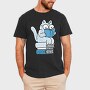 Cat Sitting On Books And Reading, Tricou Barbati (Unisex)