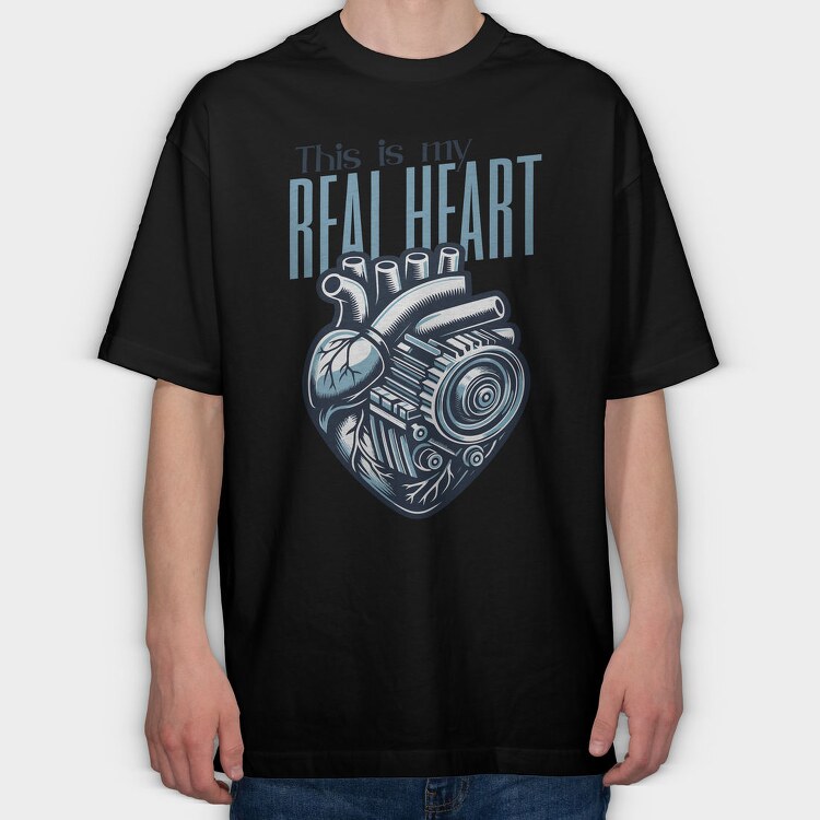 Mechanical Heart Anatomy Real Heart, Tricou Oversize Barbati (Unisex)