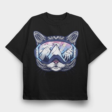 Cat Ski Glasses Skii, Tricou Oversize Barbati (Unisex)