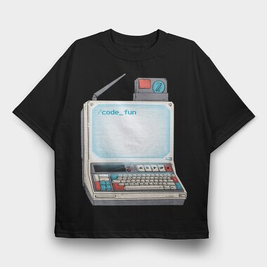 Old Computer Technology Code Fun, Tricou Oversize Barbati (Unisex)