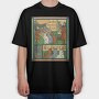 Medieval Cat Animal Painting Asking For Fish, Tricou Oversize Barbati (Unisex)