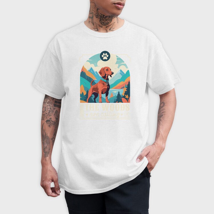Dog In The Woods Hiking, Tricou Barbati (Unisex)