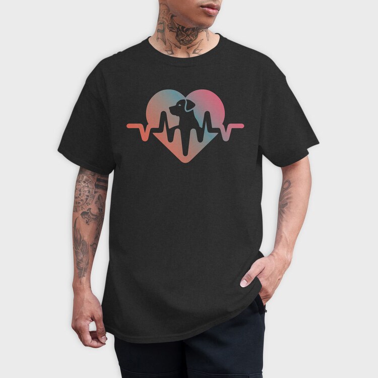 Dog Love Heartbeat, Tricou Barbati (Unisex)