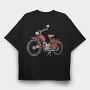 Vintage Red Motorcycle, Tricou Oversize Barbati (Unisex)