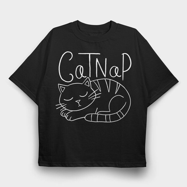 Cat Taking A Nap, Tricou Oversize Barbati (Unisex)