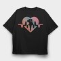 Dog Love Heartbeat, Tricou Oversize Barbati (Unisex)