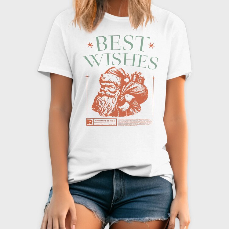 Vintage Santa Best Wishes Grunge, Tricou Barbati (Unisex)