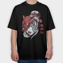 Oni Mask Girl Japanese, Tricou Oversize Barbati (Unisex)