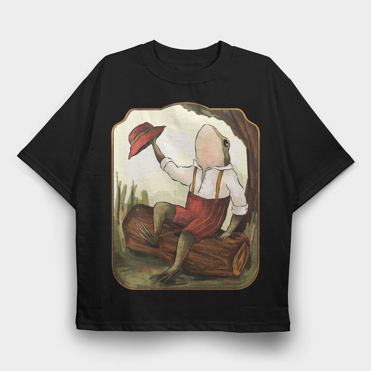 Vintage Toad Hat Illustrations 08, Tricou Oversize Barbati (Unisex)