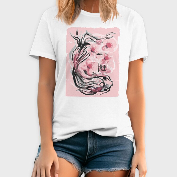 Koi Fish Animal Sakura Flowers, Tricou Barbati (Unisex)