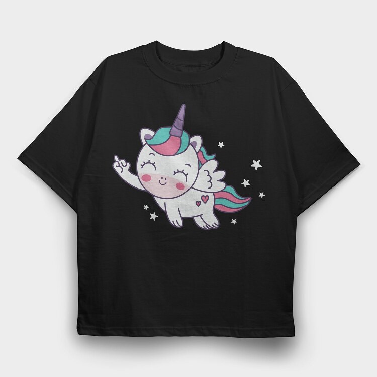 Cute Flying Unicorn, Tricou Oversize Barbati (Unisex)
