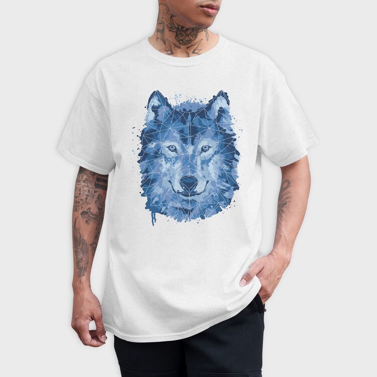 Wolf Animal Watercolor Polygon, Tricou Barbati (Unisex)