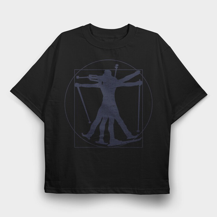 Vitruvian Biathlete Silhouette, Tricou Oversize Barbati (Unisex)
