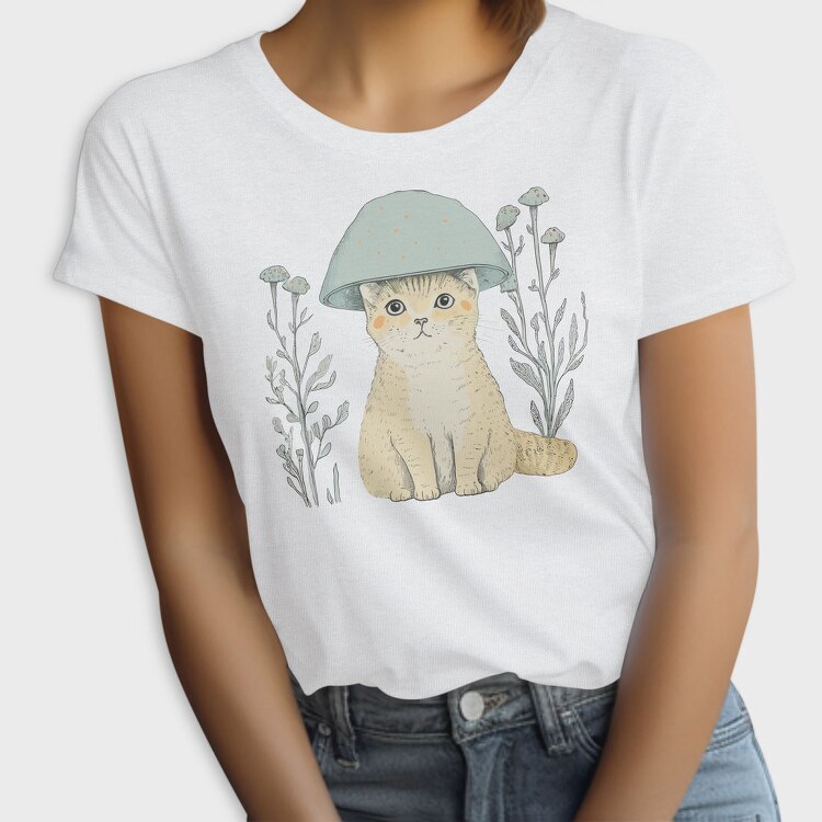 Cat With A Mushroom Hat, Tricou Femei