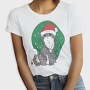 Cat With Fairy Lights Christmas, Tricou Femei