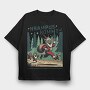 Krampus Comes Retro Comic, Tricou Oversize Barbati (Unisex)