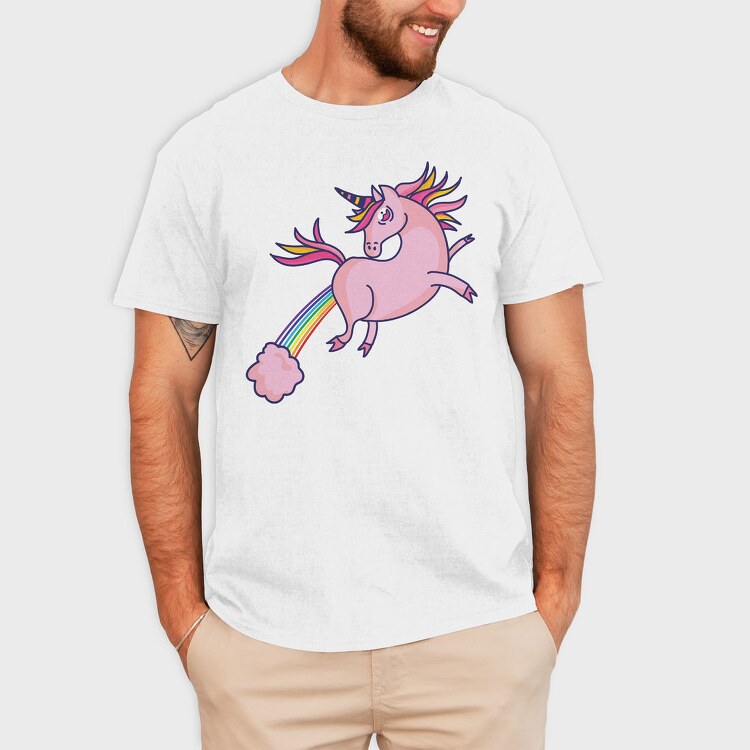Pink Unicorn Flying 002, Tricou Barbati (Unisex)