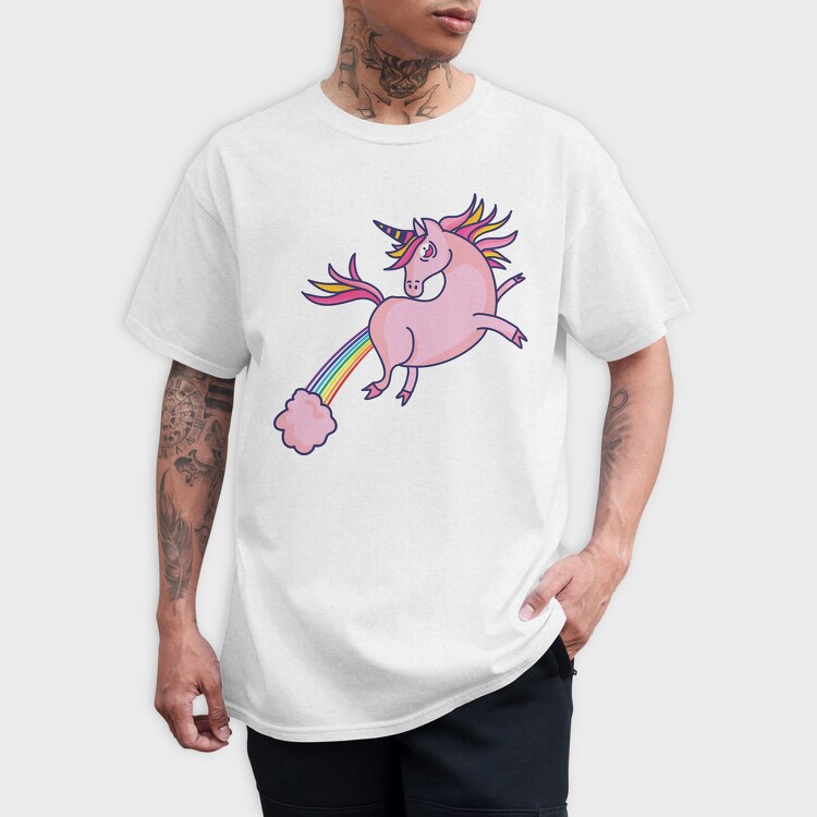 Pink Unicorn Flying 002, Tricou Barbati (Unisex)