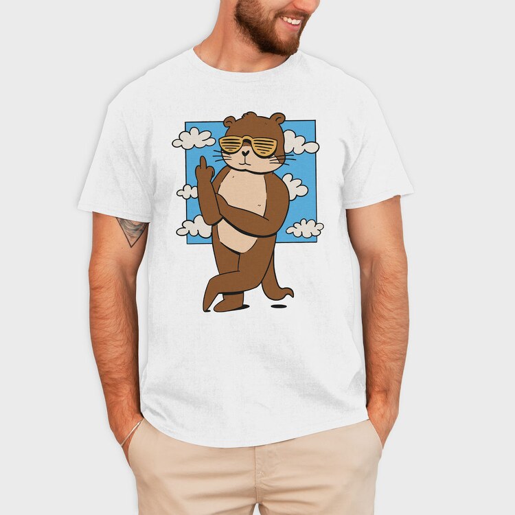 Otter Animal With Cool Sunglasses, Tricou Barbati (Unisex)
