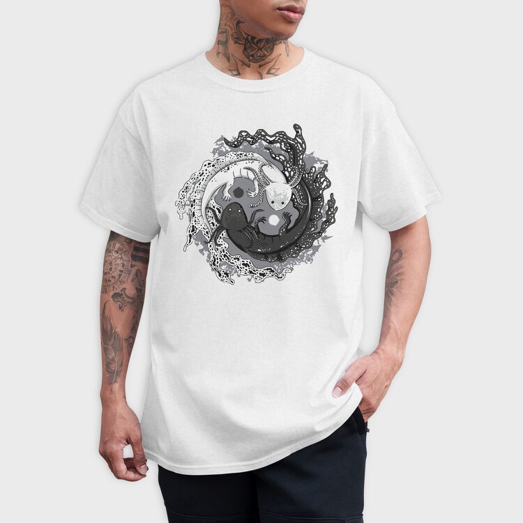 Axolotl Yin Yang Balance, Tricou Barbati (Unisex)