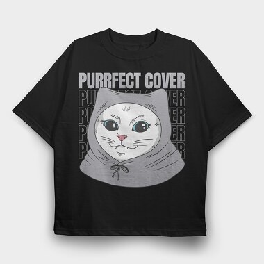 Cat With Grey Hoodie, Tricou Oversize Barbati (Unisex)