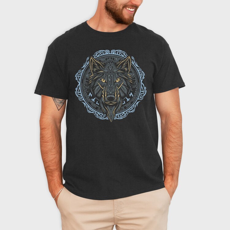 Wolf With Runes, Tricou Barbati (Unisex)