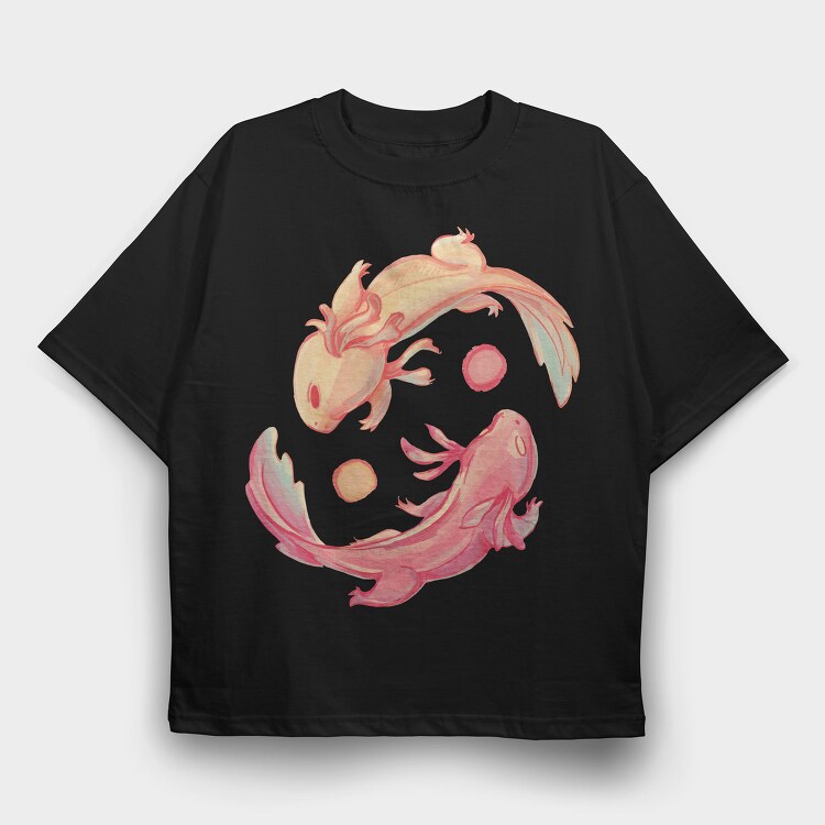 Axolotl Yin Yang, Tricou Oversize Barbati (Unisex)