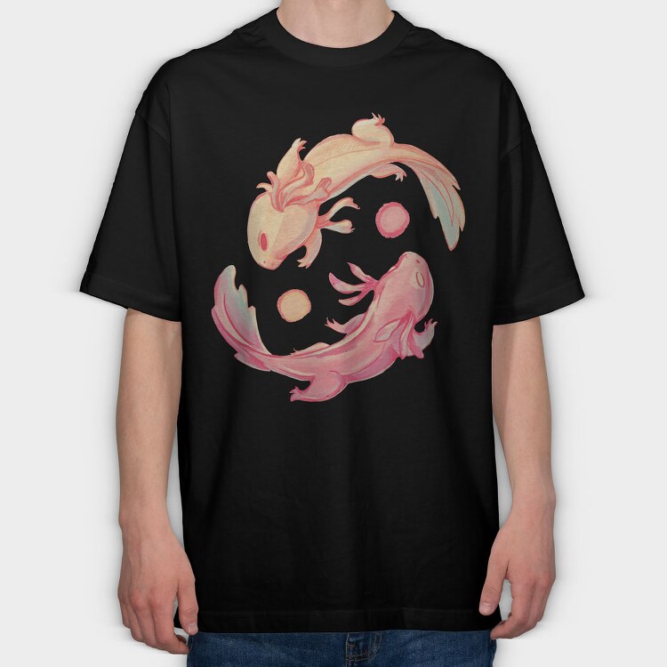Axolotl Yin Yang, Tricou Oversize Barbati (Unisex)
