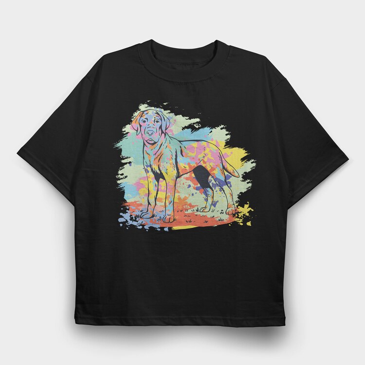 Labrador Retriever Watercolor, Tricou Oversize Barbati (Unisex)