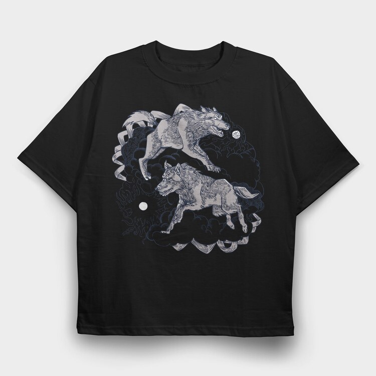 Wolves From Norse Mythology Skoll Hati, Tricou Oversize Barbati (Unisex)
