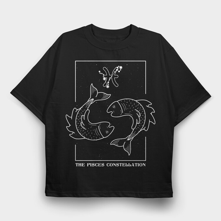 Pisces Constellation Zodiac, Tricou Oversize Barbati (Unisex)