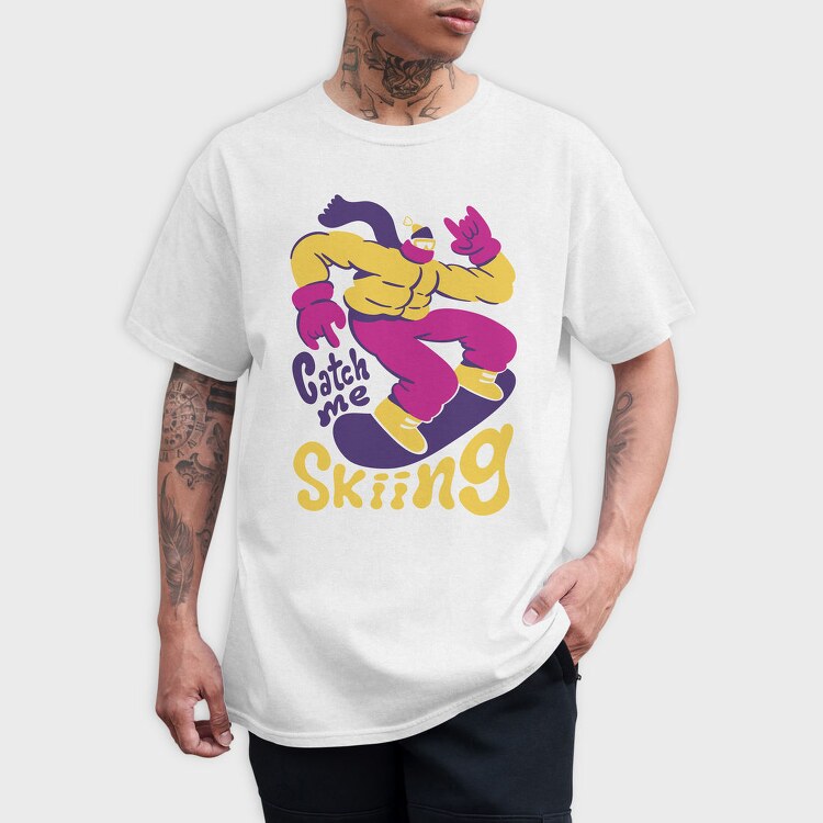 Catch Me Skiing Trend Winter Snowboard, Tricou Barbati (Unisex)