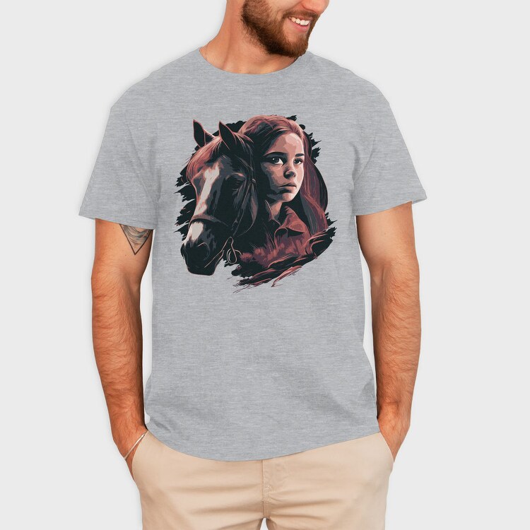 Woman And Horse Animal Girl, Tricou Barbati (Unisex)