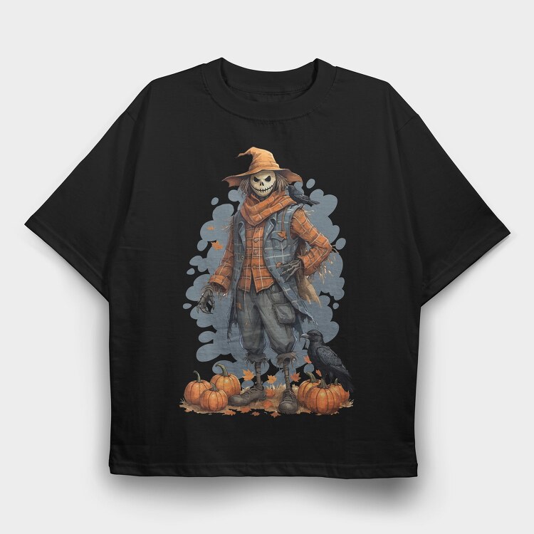 Halloween Scary Scarecrow, Tricou Oversize Barbati (Unisex)