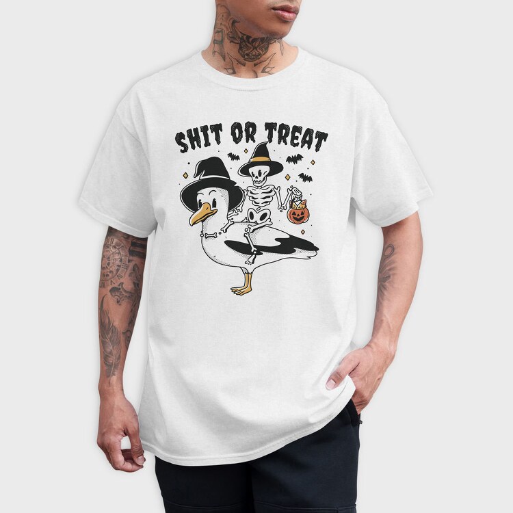 Halloween Seagull Shit Or Treat, Tricou Barbati (Unisex)