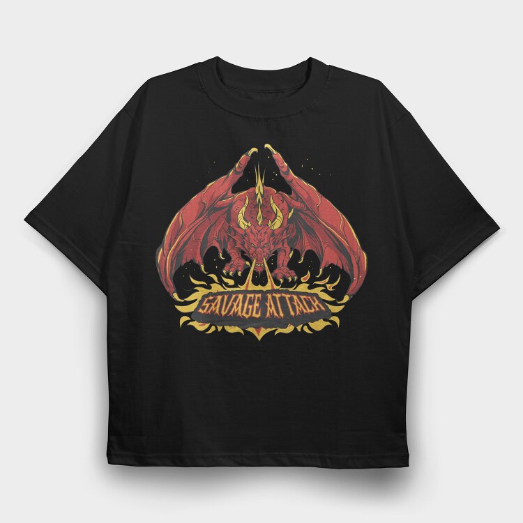 Dragon Creature With Fire Savage Attack, Tricou Oversize Barbati (Unisex)