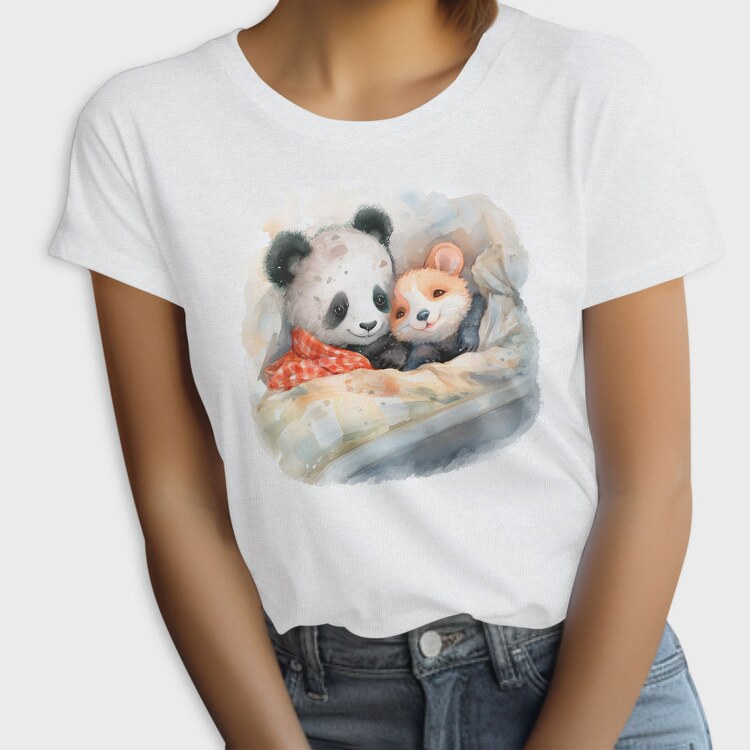Panda And Mouse Cuddle Mice Hug, Tricou Femei