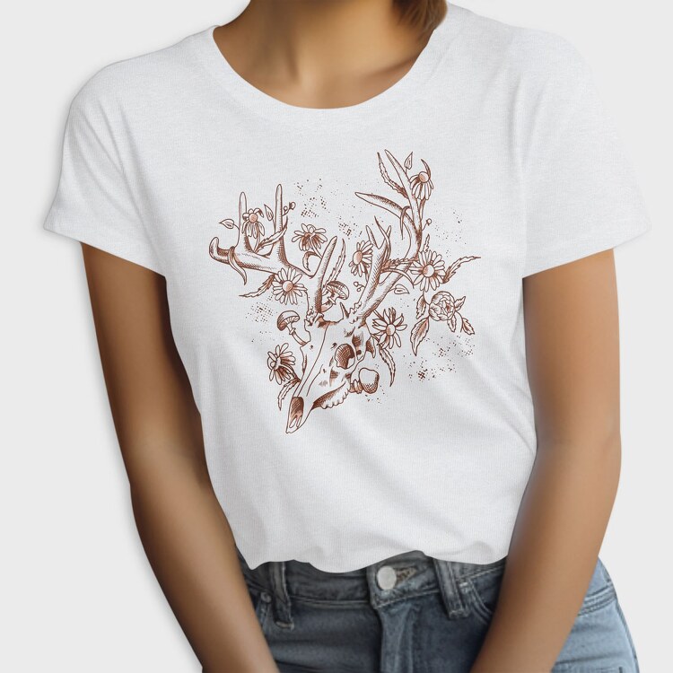 Deer Skull Flowers, Tricou Femei