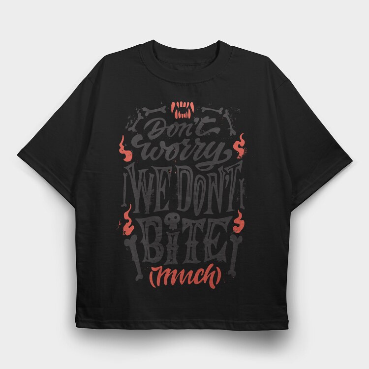 Halloween Vampire Quote We Don'T Bite Much, Tricou Oversize Barbati (Unisex)