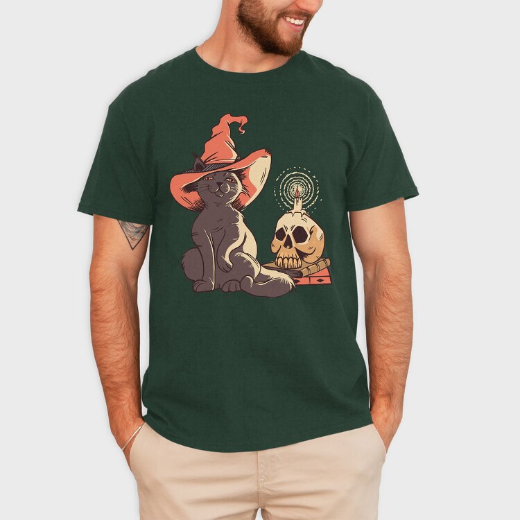 Halloween Witch Cat, Tricou Barbati (Unisex)