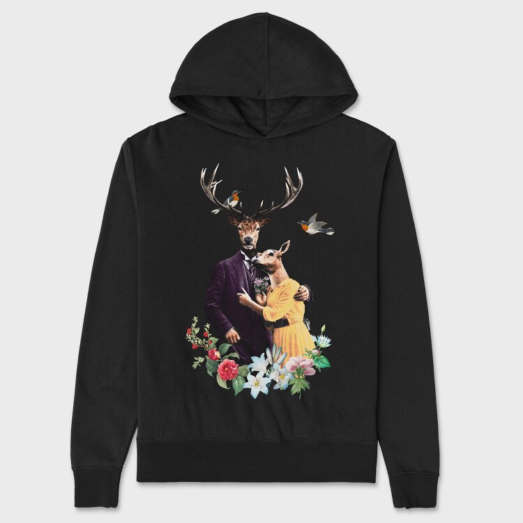 Deers Couple, Hanorac Oversize Barbati (Unisex)