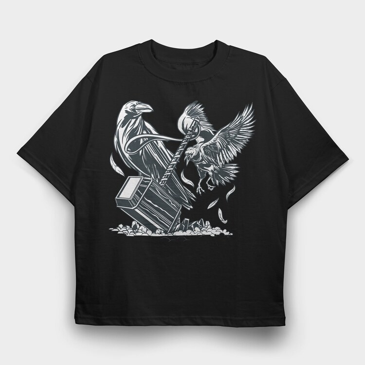 Hammer And Crow Birds Crown, Tricou Oversize Barbati (Unisex)