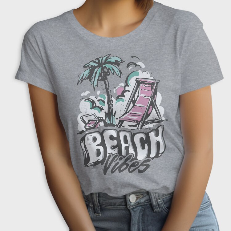 Beach Vibes Summer Vintage Lettering, Tricou Femei